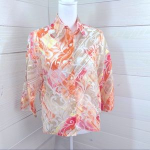 Alfred Dunner Pretty Corals Lightweight Mesh Jacket PS FREE SHIP